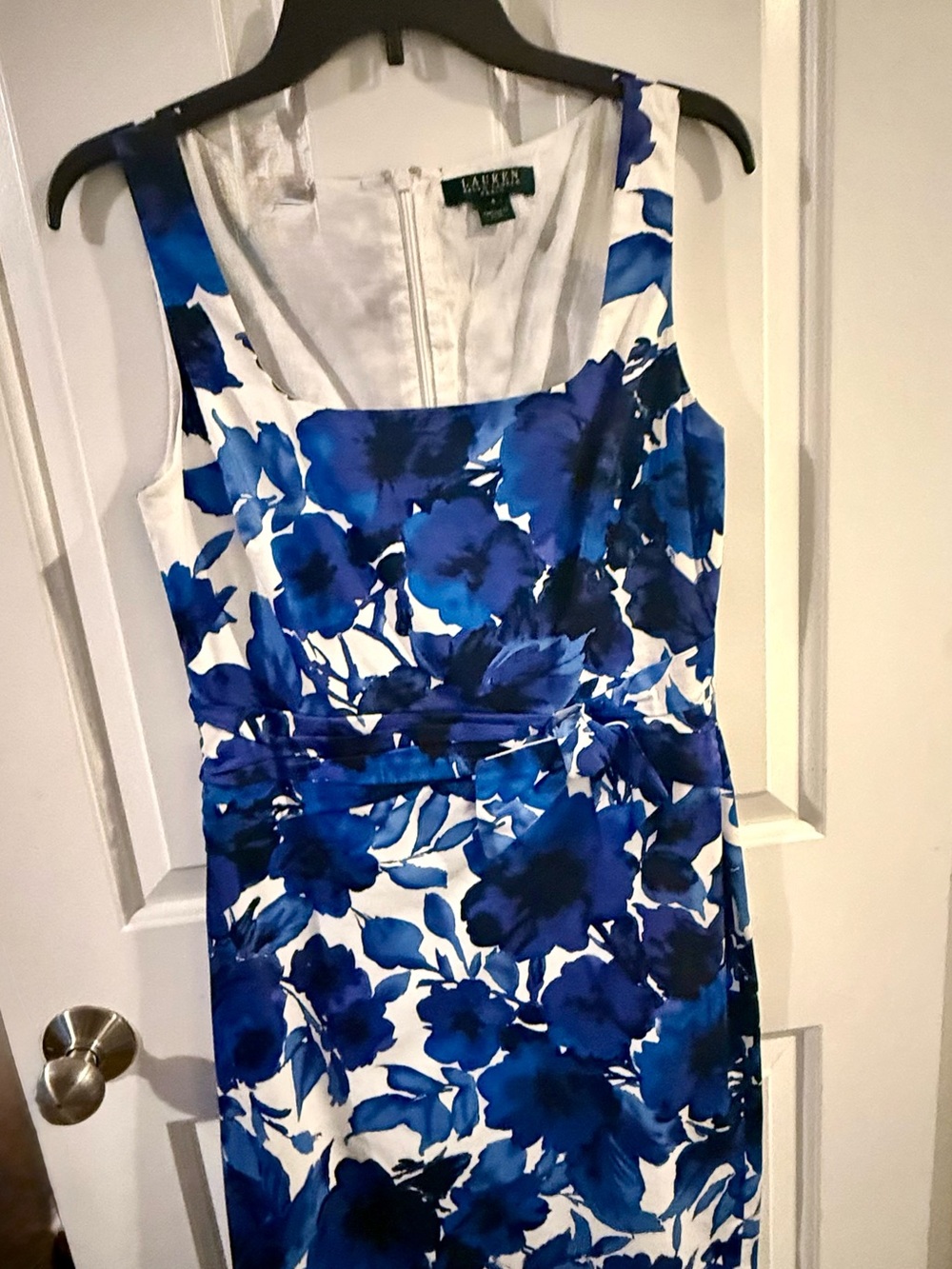 Ralph Lauren Blue and White Floral Midi Dress